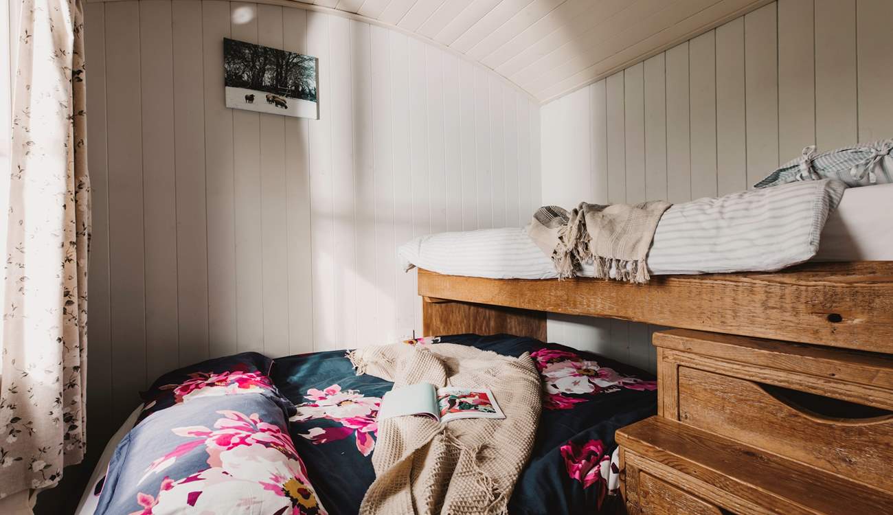The cosy second bedroom (please note the top bunk is only suitable for children under 10 years, but the bottom bunk can be used by both adults and children). 
