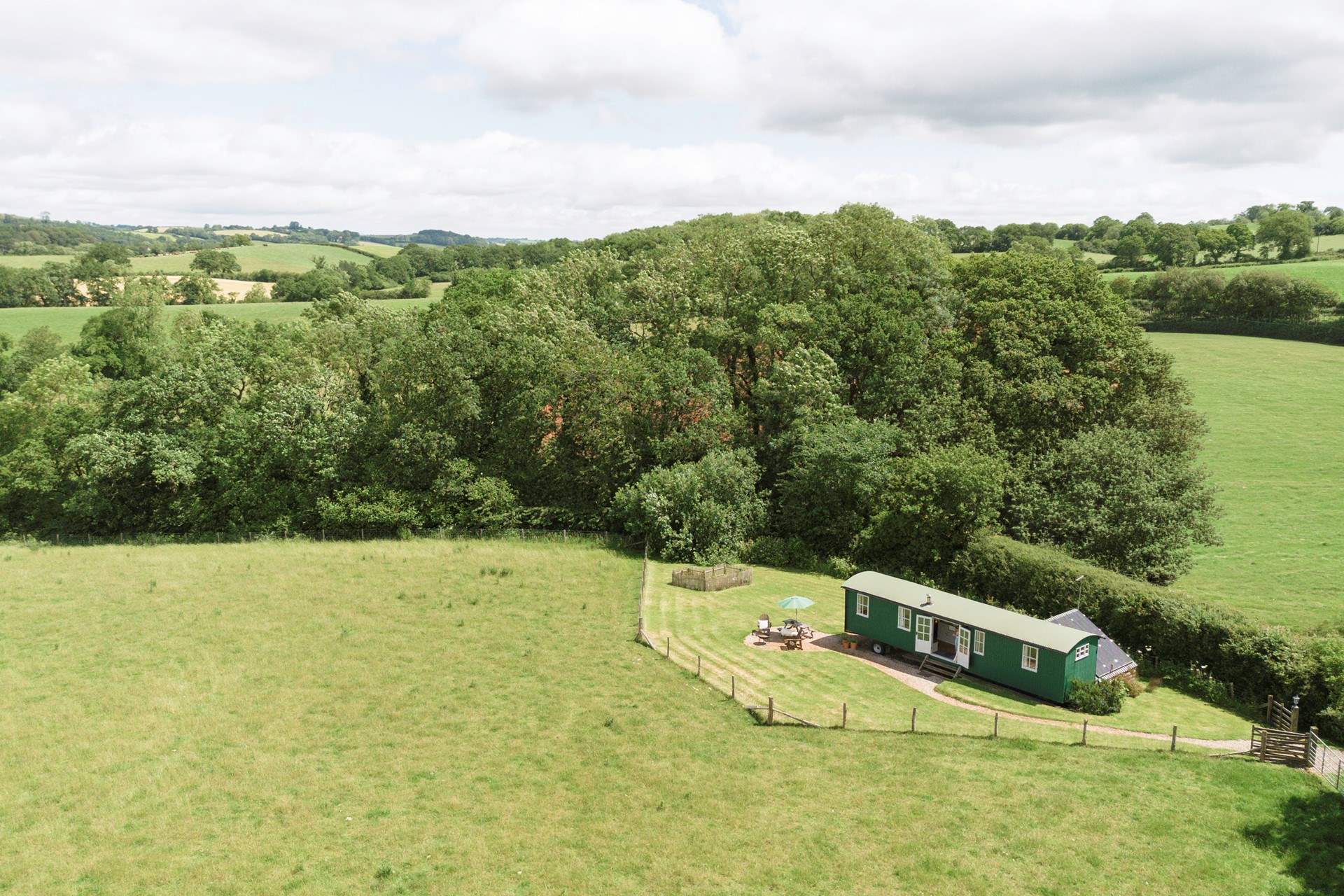 Total seclusion, with breathtaking views across rural green pastures and gentle rolling hills.