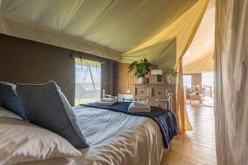 The main bedroom with its king-size bed.