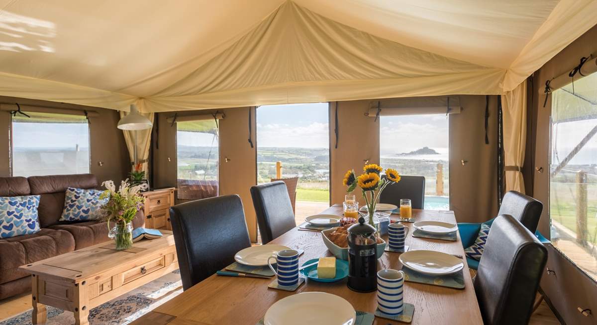 From inside and outside, the views are just beautiful and include the majestic St Michaels Mount.