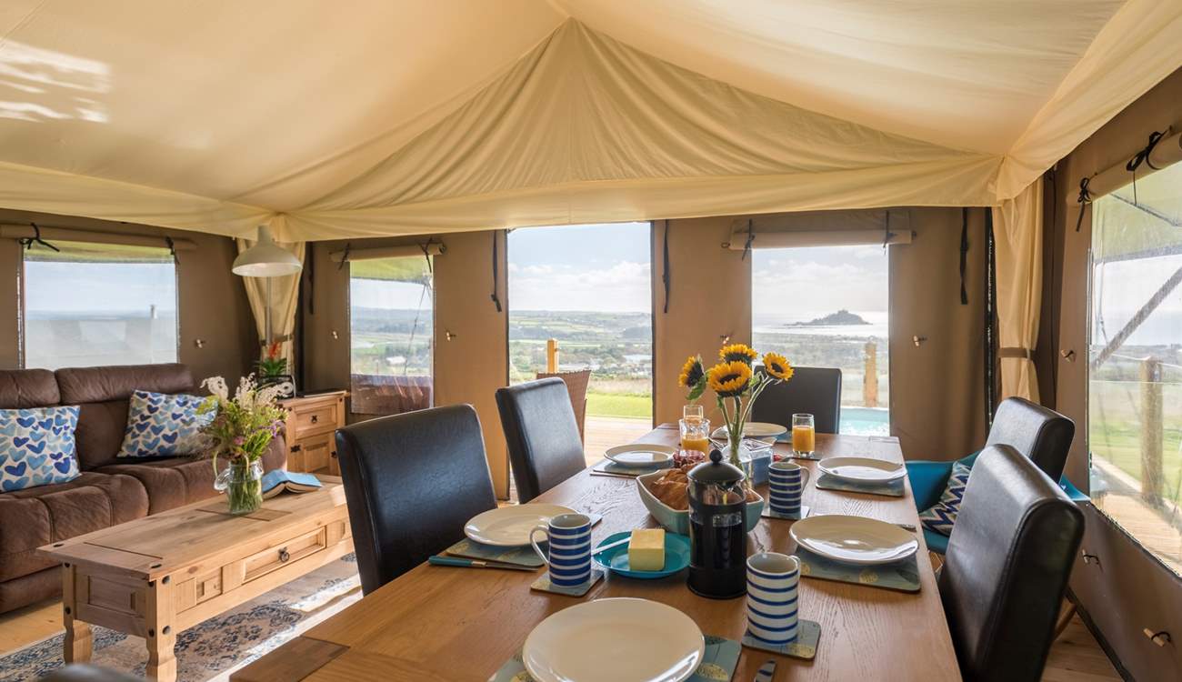 From inside and outside, the views are just beautiful and include the majestic St Michaels Mount.