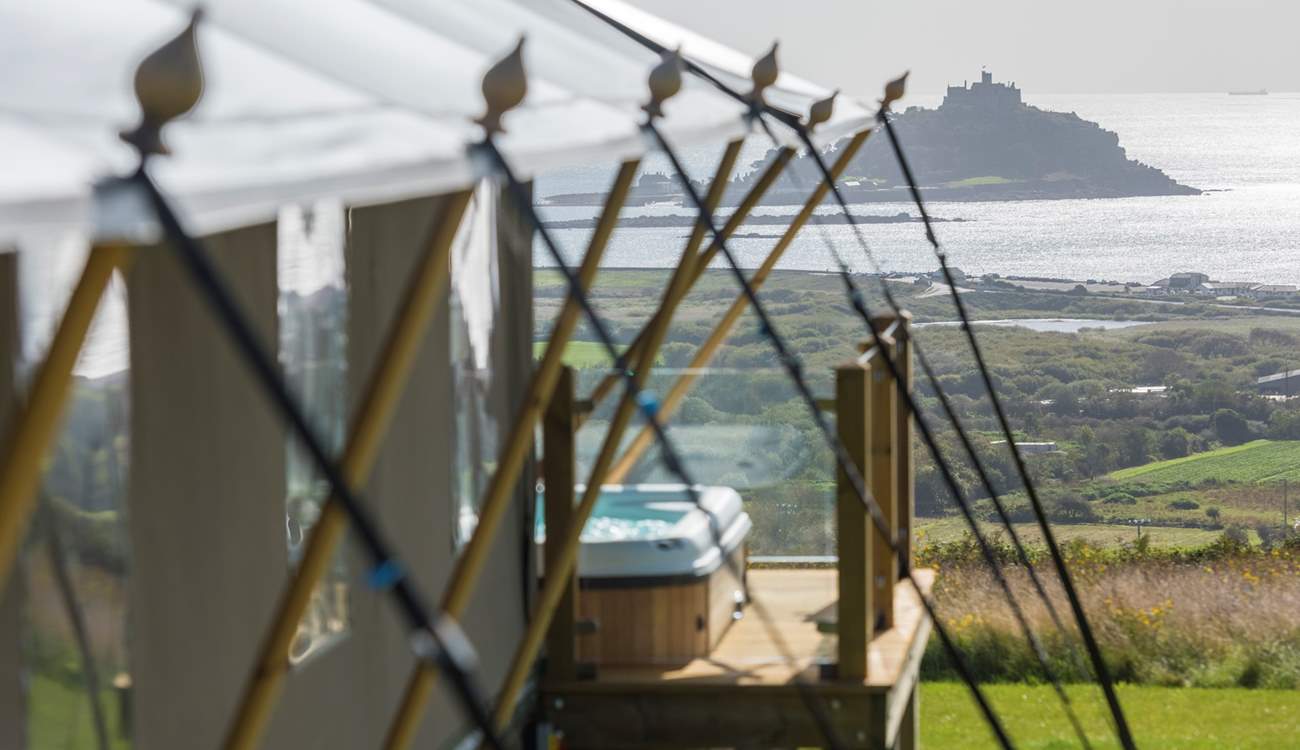 St Michael's Mount, best admired from the bubbly hot tub! 