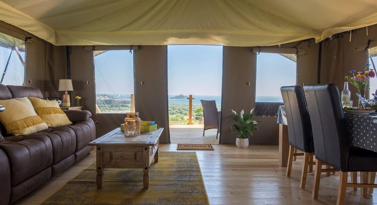 From the inside and the outside of this spacious safari tent, the views are breathtaking. 