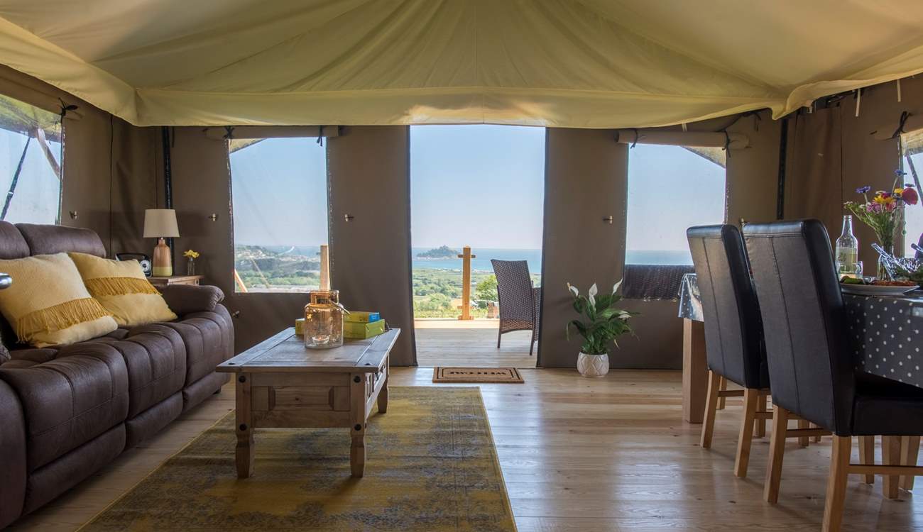 From the inside and the outside of this spacious safari tent, the views are breathtaking. 