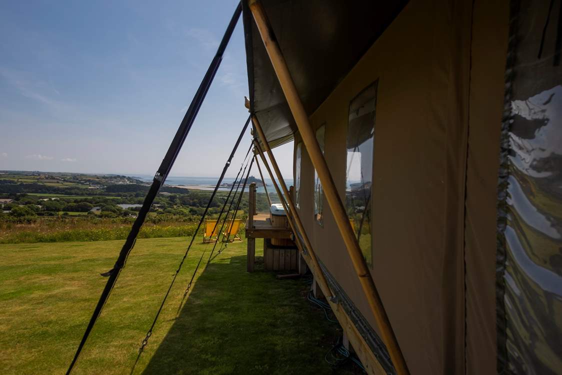 Looking down the side of Sunrise towards majestic St Michaels Mount.