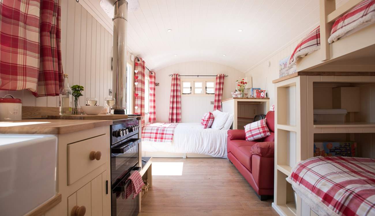 This superb shepherd's hut is big enough for a family of four.