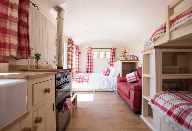 This superb shepherd's hut is big enough for a family of four.