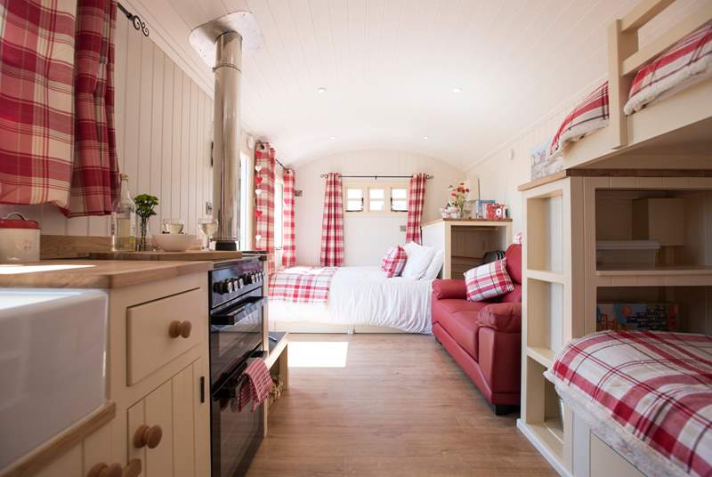 This superb shepherd's hut is big enough for a family of four.