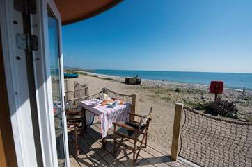 The Chalet on the Beach is quite literally on the beach.