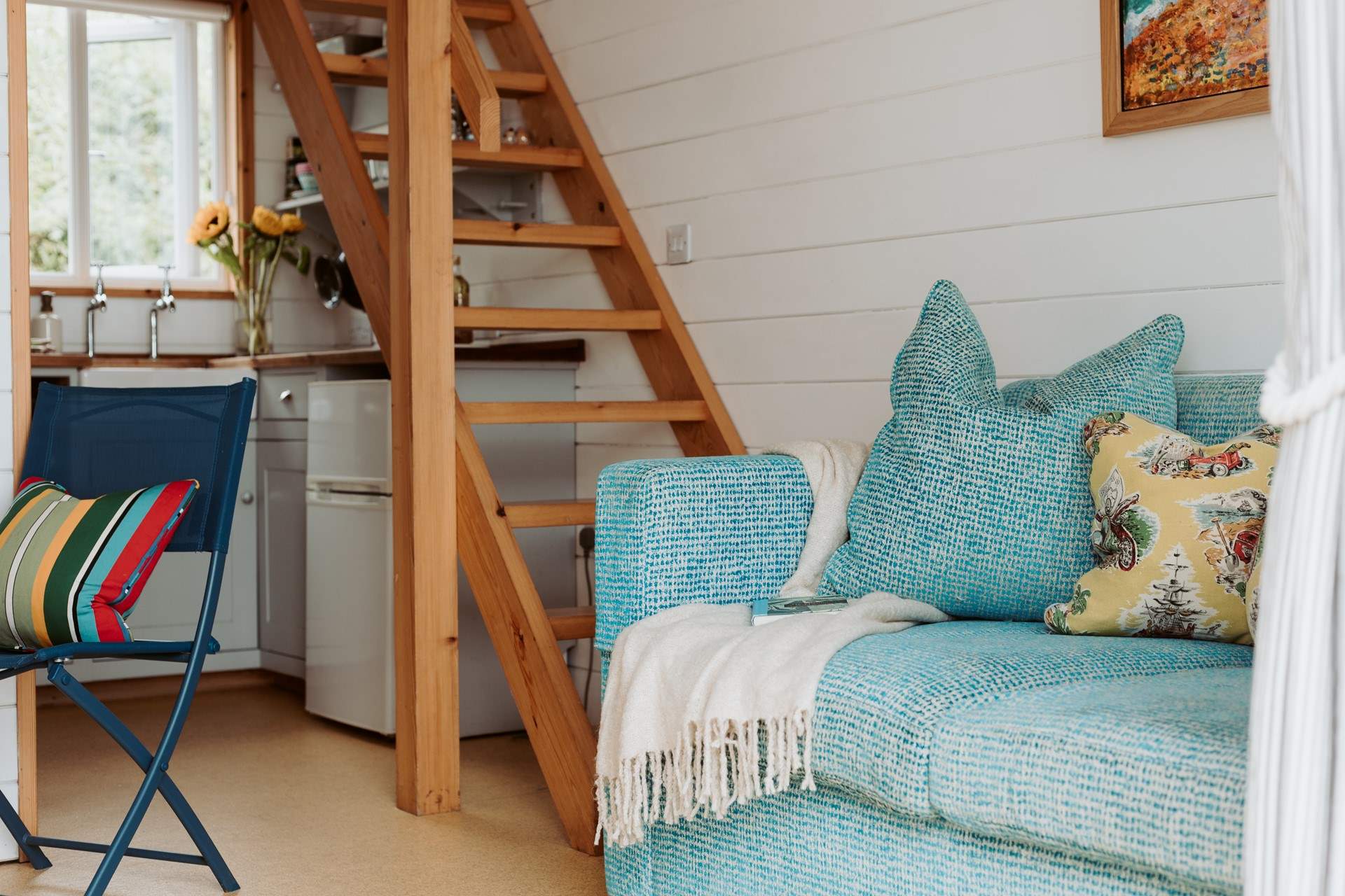 The colourful interiors create an uplifting ambience. 