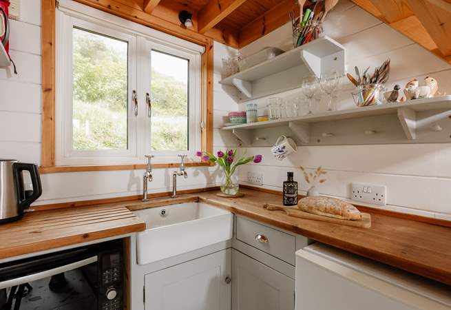 The kitchen is well-equipped for your unique staycation. 