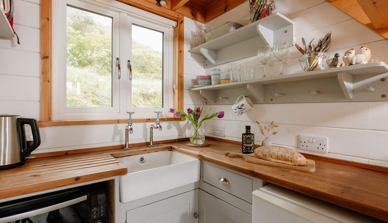 The kitchen is well-equipped for your unique staycation. 