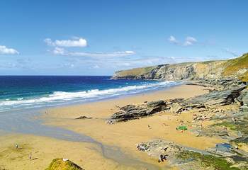 Trebarwith Strand is waiting to welcome you at the bottom of the hill.