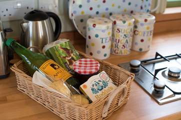 The lovely welcome basket supplied by the owners.