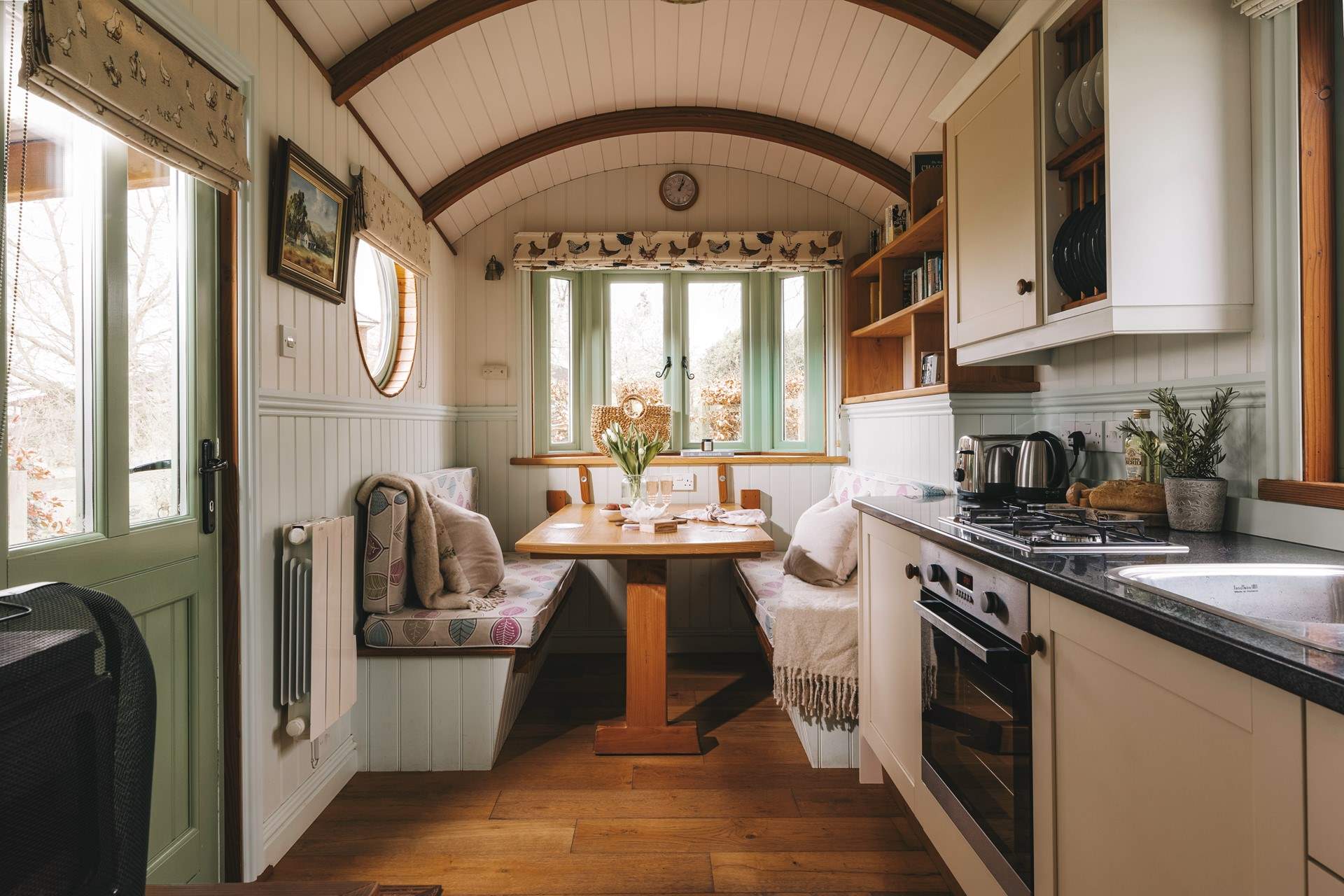 The wagon is perfectly spacious for your retreat to nature. 