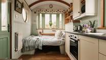 The seating area can also fold down into an extra double bed. 