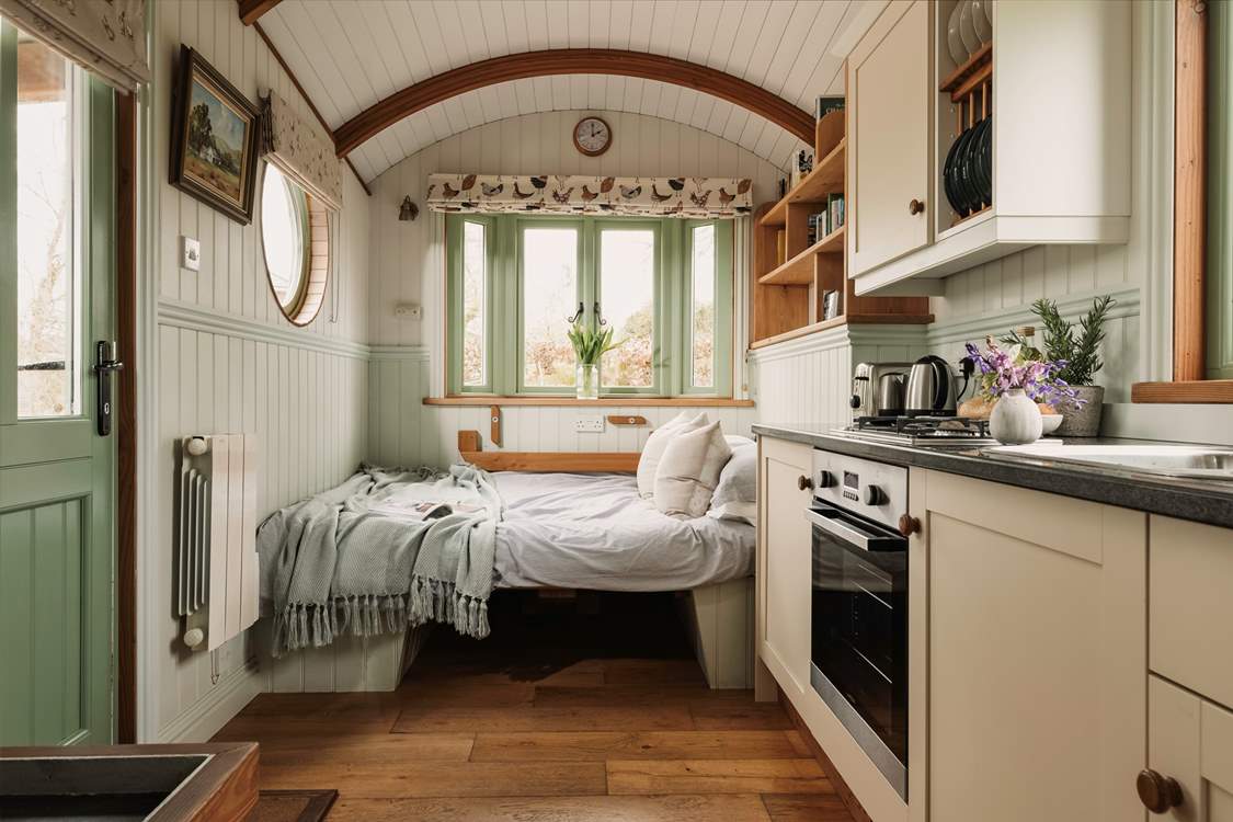 The seating area can also fold down into an extra double bed.