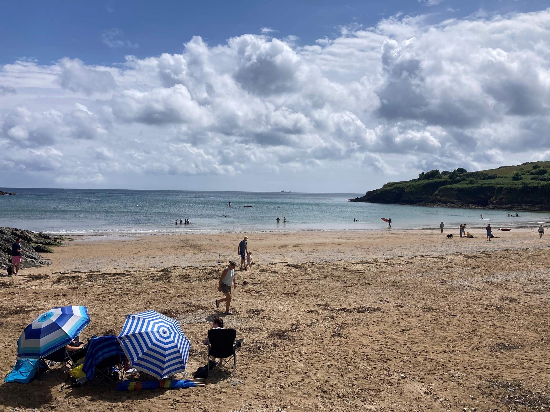 Follow the coast path all the way to sandy Maenporth beach.