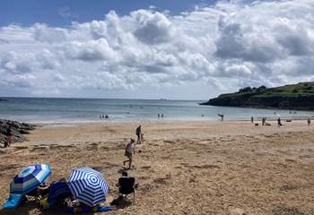 Follow the coast path all the way to sandy Maenporth beach.