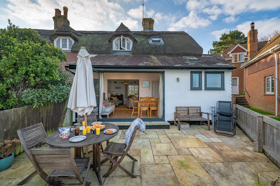 The rear view of this pretty cottage.