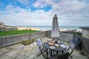The spacious patio offers stunning views across the Solent.