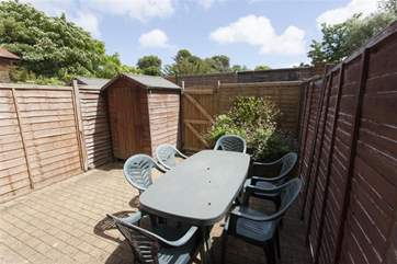 The enclosed courtyard is ideal for al fresco dining.