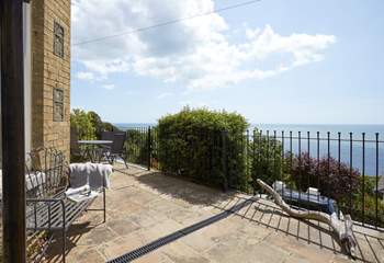 The terrace is to the front of the apartment.