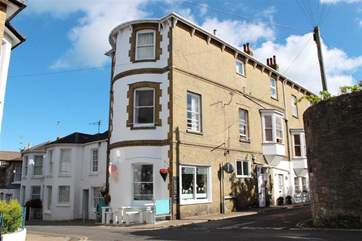The exterior of the building, 2 Stanfield House is set on the first floor.