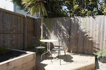 There is a decked-area for al fresco dining.