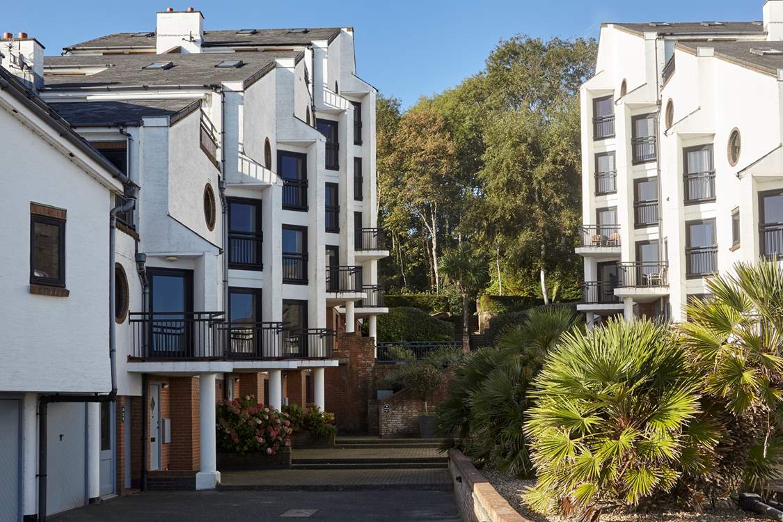 The entrance to 30 Seaview Bay is to the rear on the left-hand side, situated over two floors.