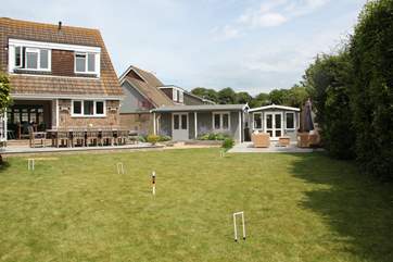 There is a great lawn area to play croquet.