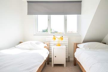 The light and airy twin bedroom on the first floor.