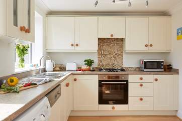 Cook up a holiday meal in the well-equipped kitchen.