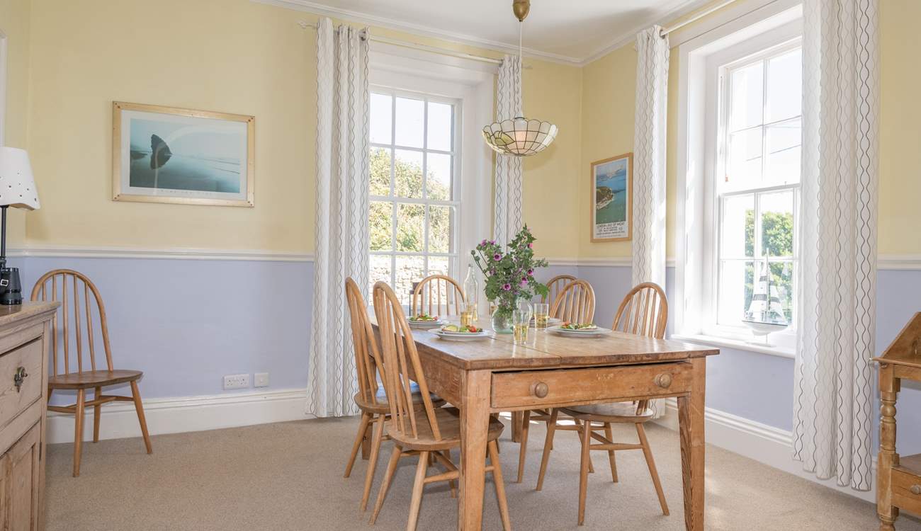 Dining with a view out towards the sea.