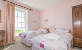 The twin bedroom on first floor with sea views. - Thumbnail Image