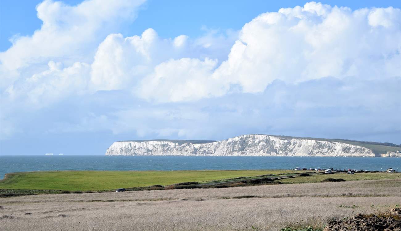 Amazing views across Compton Bay towards Freshwater, a very popular spot for surfers.