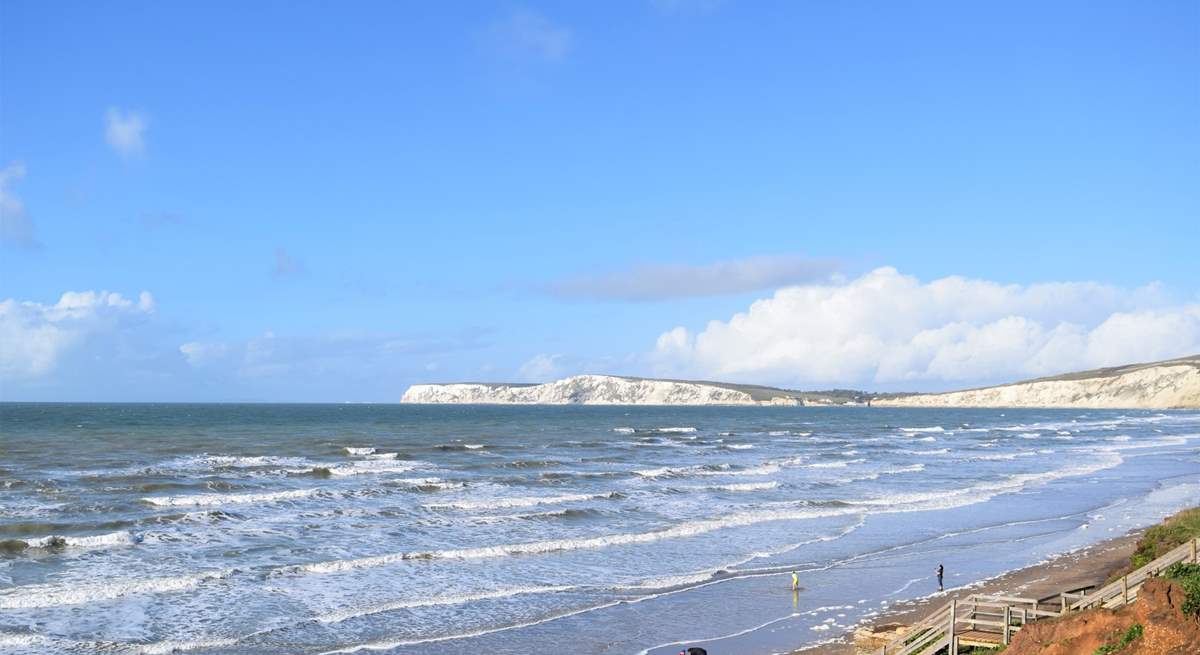 Compton Bay has something for all ages, you can hunt for fossils from the dinosaur era, or catch a wave on a surfboard.