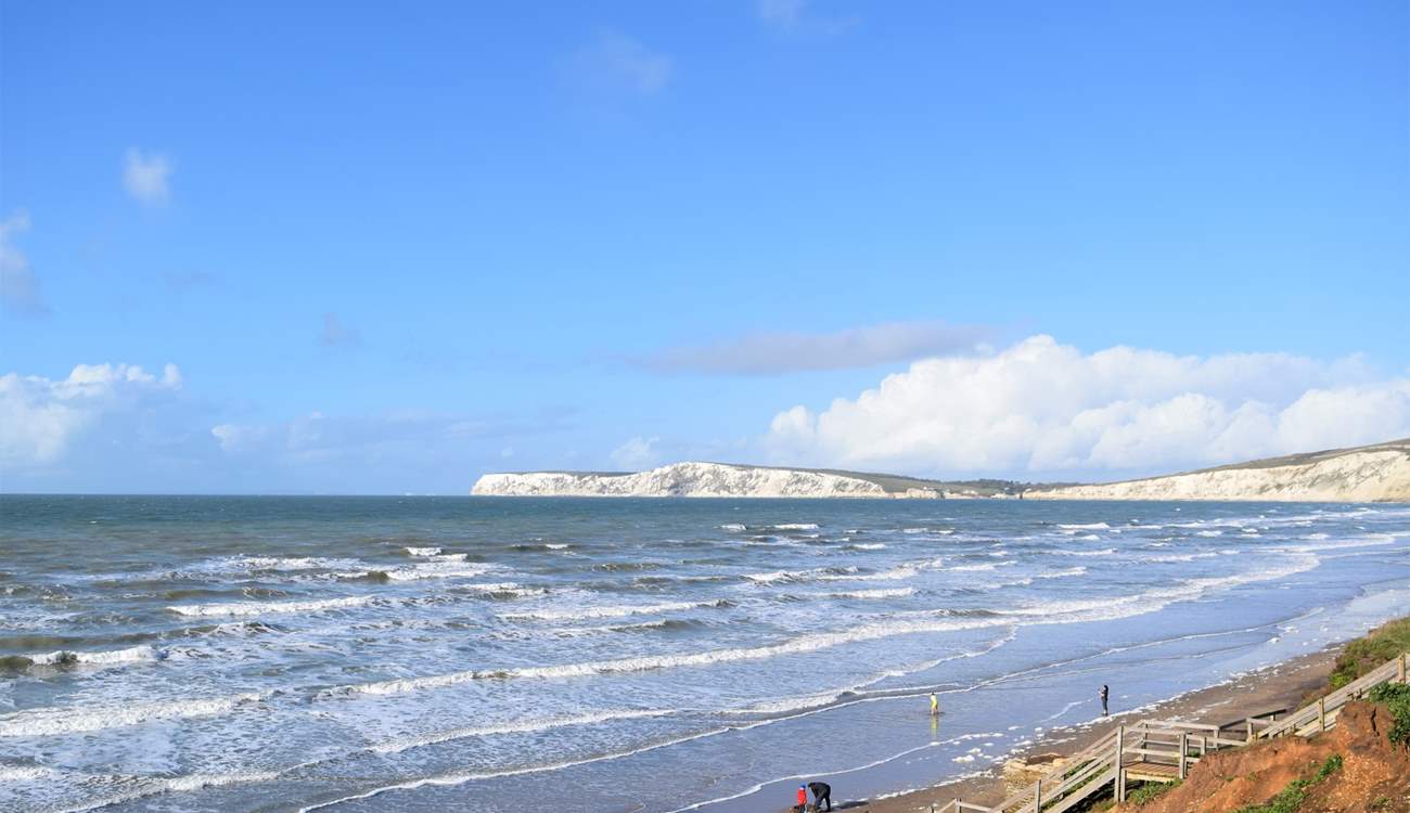Compton Bay has something for all ages, you can hunt for fossils from the dinosaur era, or catch a wave on a surfboard.