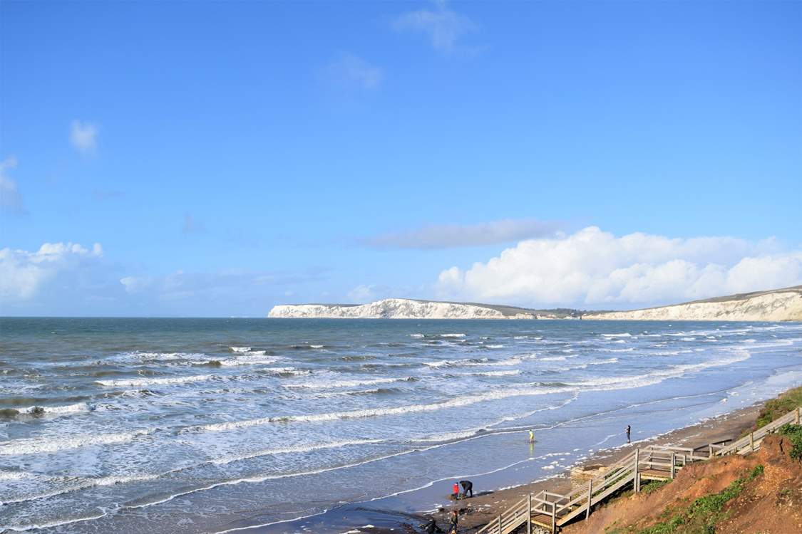 Compton Bay has something for all ages, you can hunt for fossils from the dinosaur era, or catch a wave on a surfboard.