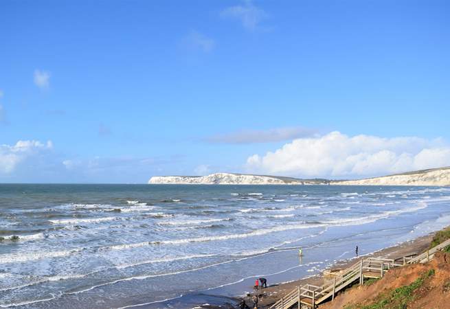 Compton Bay has something for all ages, you can hunt for fossils from the dinosaur era, or catch a wave on a surfboard.