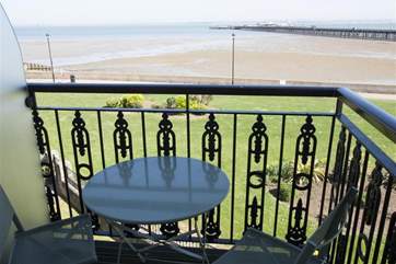 Plenty to see from the little balcony with bistro dining-table.