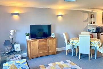 The open plan dining and living areas.