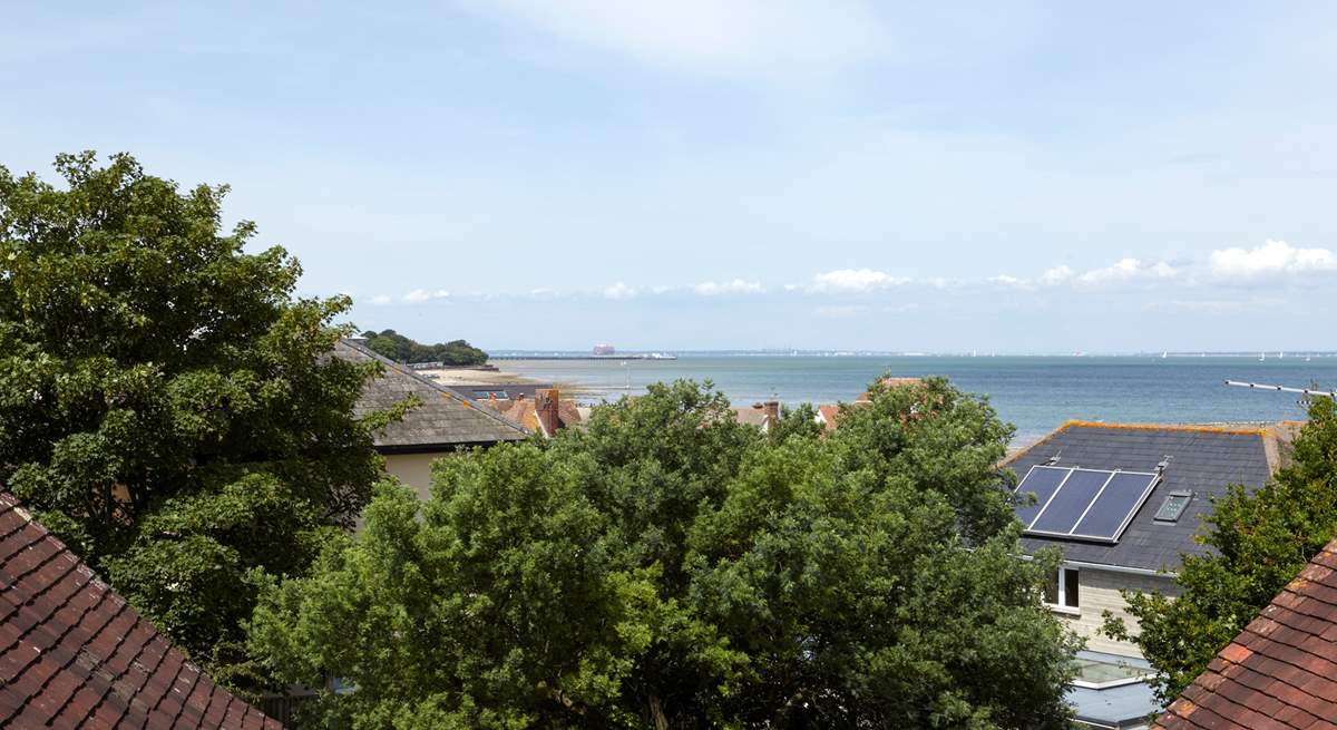 View of the Solent  on a clear day from the top rear bedroom window.