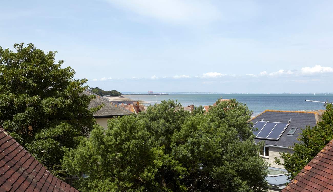 View of the Solent  on a clear day from the top rear bedroom window.