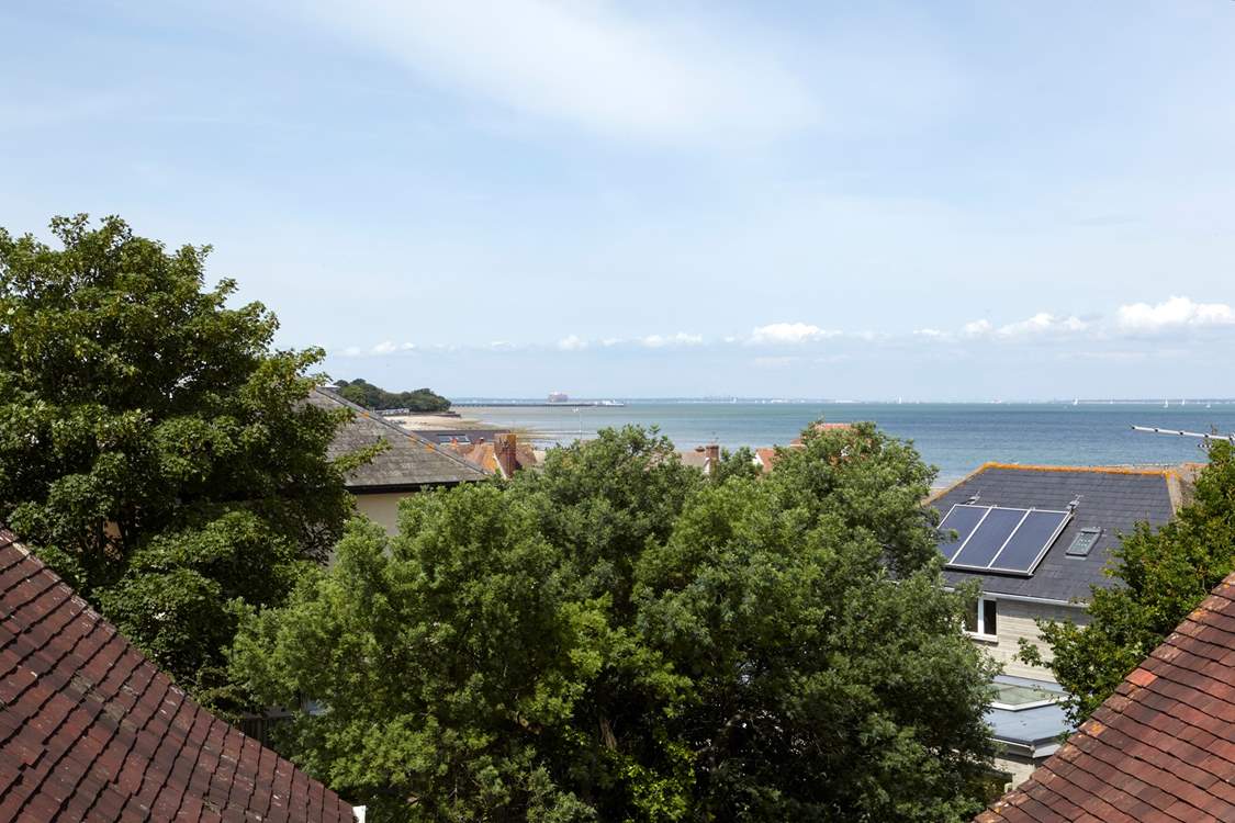 View of the Solent  on a clear day from the top rear bedroom window.