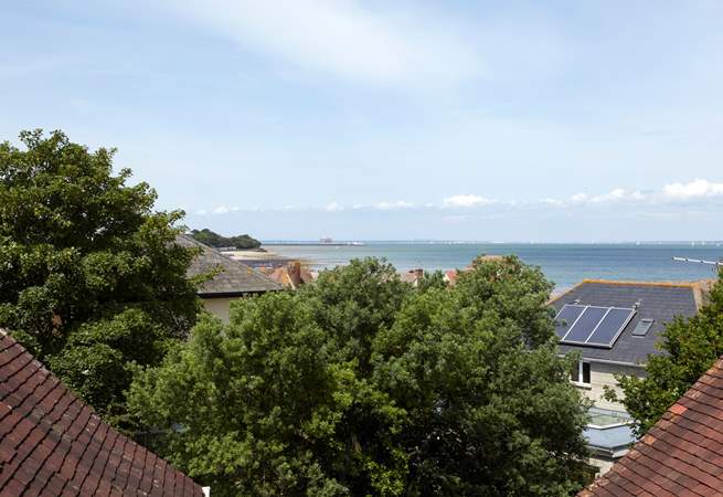View of the Solent  on a clear day from the top rear bedroom window.