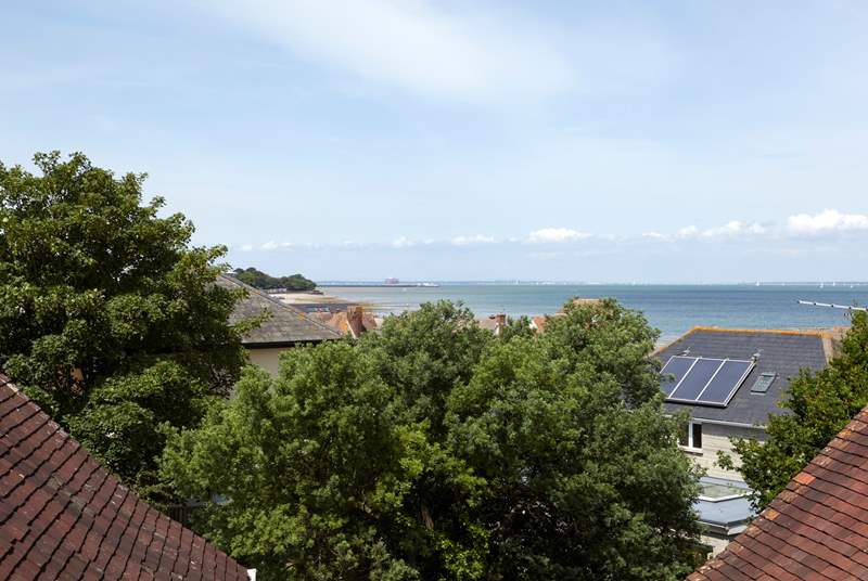 View of the Solent  on a clear day from the top rear bedroom window.