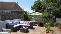 Relax outdoors, a spot of lunch before a game of tennis at the local tennis court.