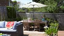 Spacious decking outdoors.