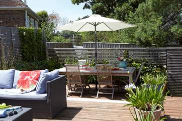 Spacious decking outdoors.